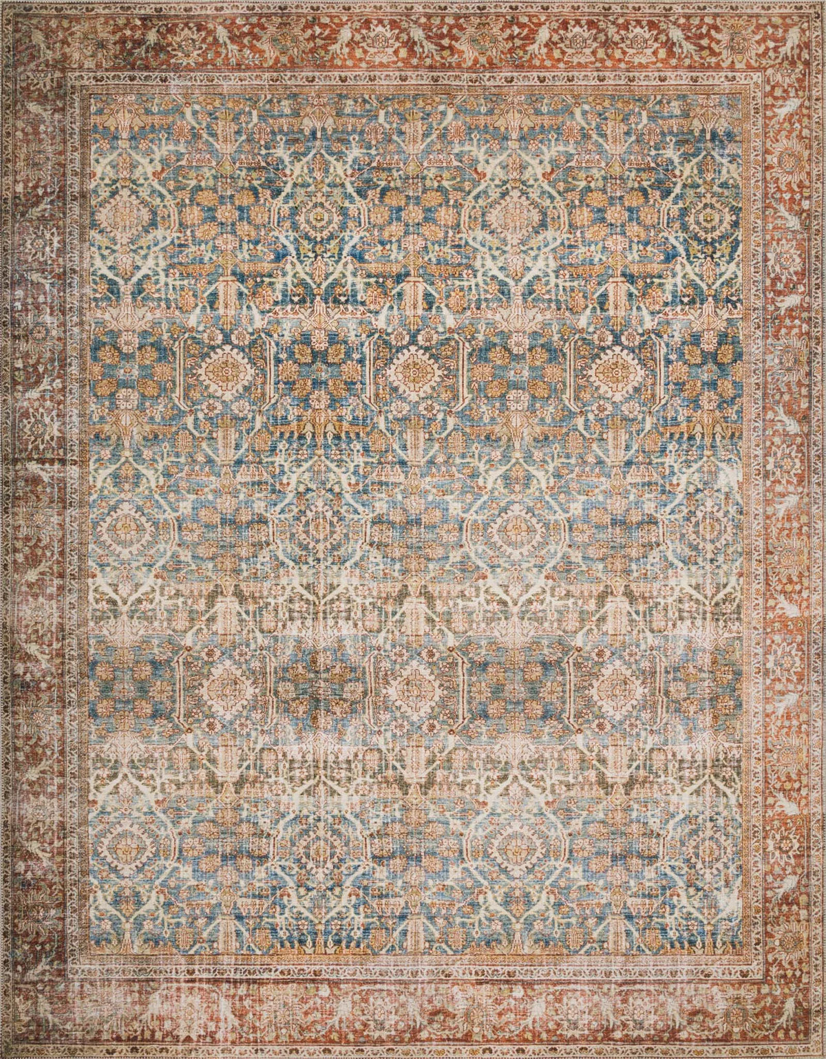 Layla LAY-04 Ocean/Rust Rug - Rug & Home