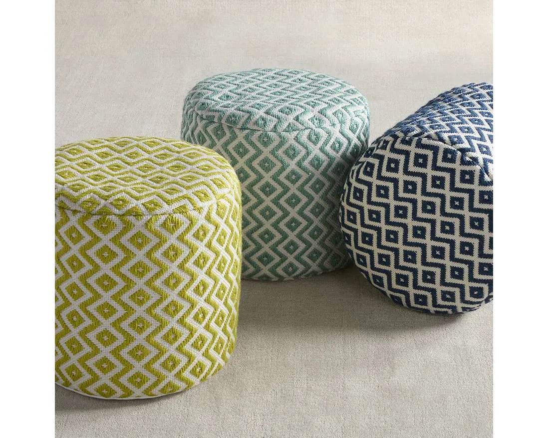 Lenon LNN01 Chartreuse/Ivory Pouf - Rug & Home