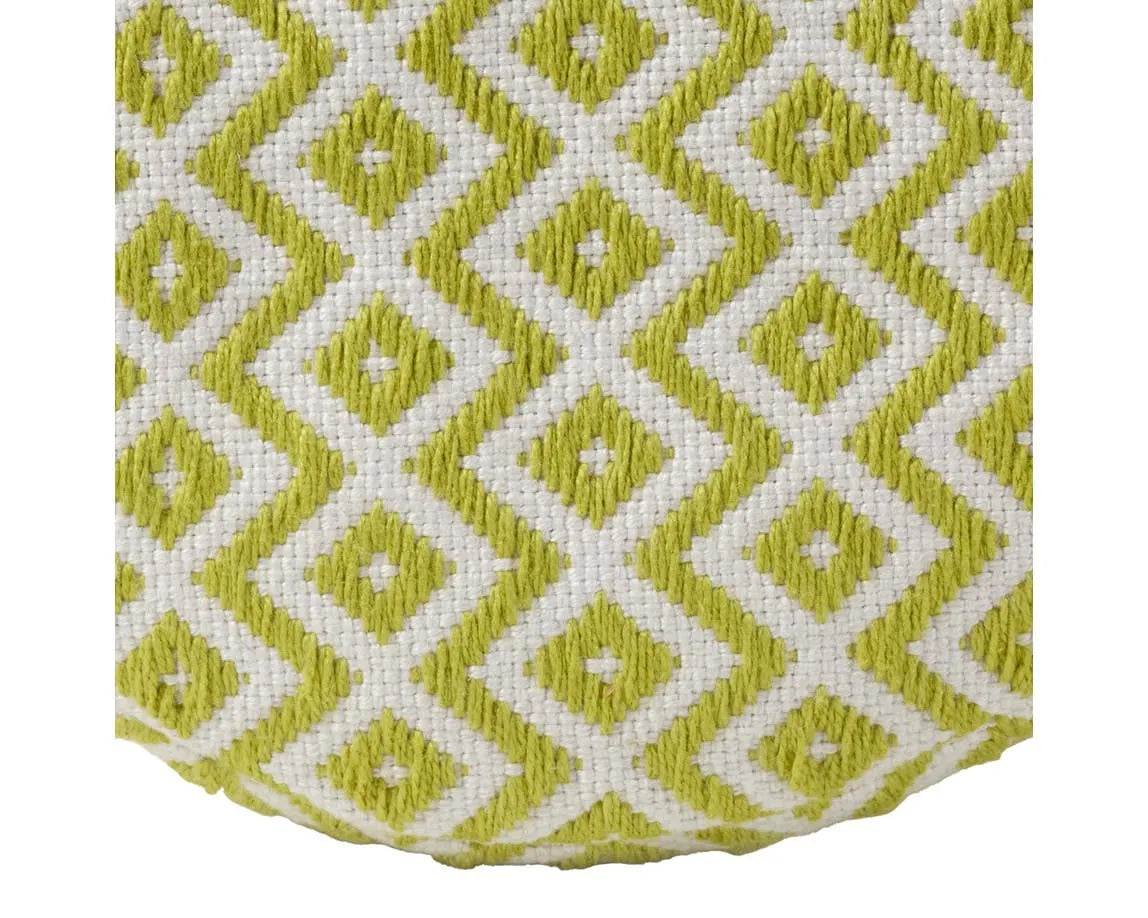 Lenon LNN01 Chartreuse/Ivory Pouf - Rug & Home