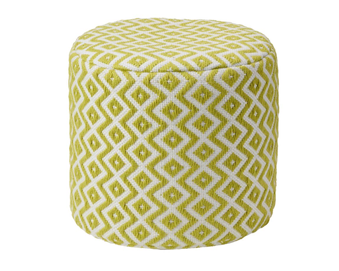 Lenon LNN01 Chartreuse/Ivory Pouf - Rug & Home