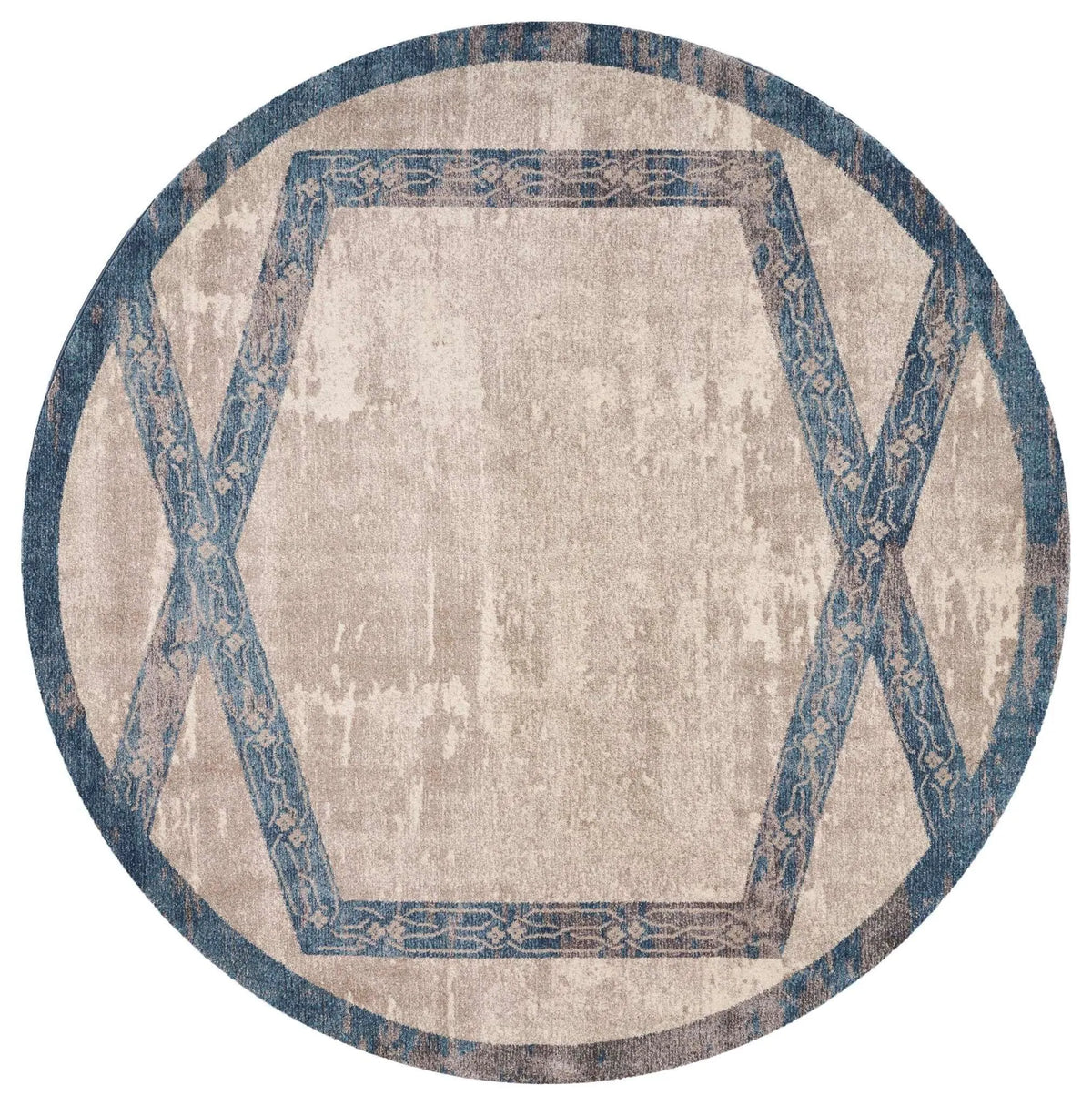 Libby Langdon Winston 5816 Target Overlay Tan Teal Rug - Rug & Home