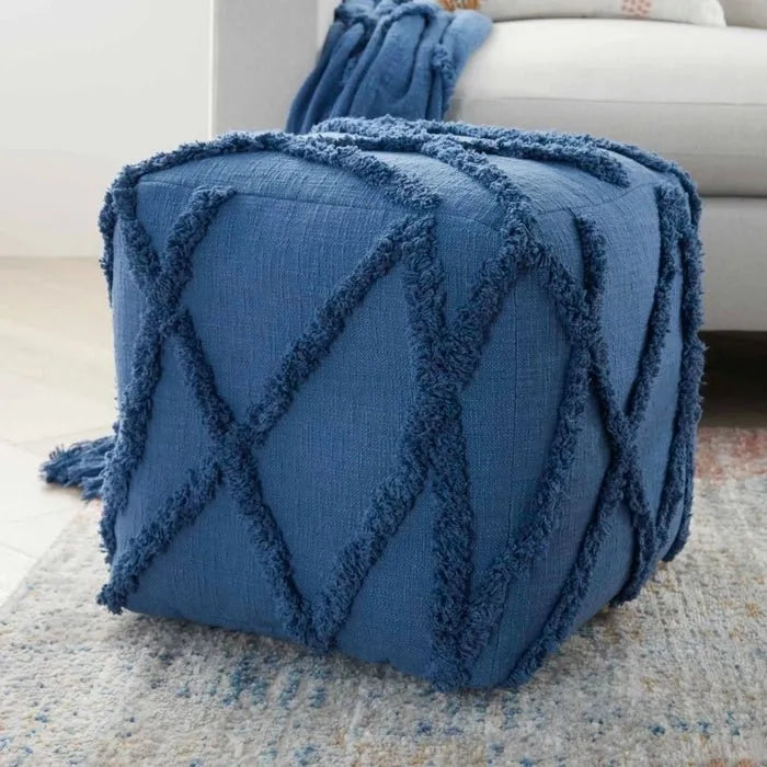 Lifestyle SH018 Blue Pouf - Rug & Home