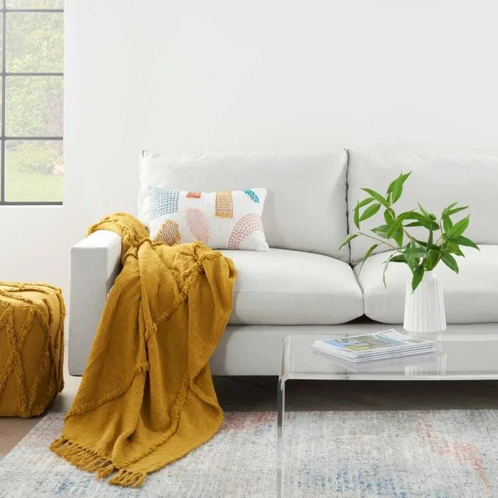 Mustard outlet couch throw