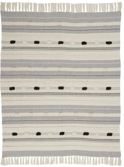 Lifestyle SH036 Black Ivory Throw Blanket - Rug & Home