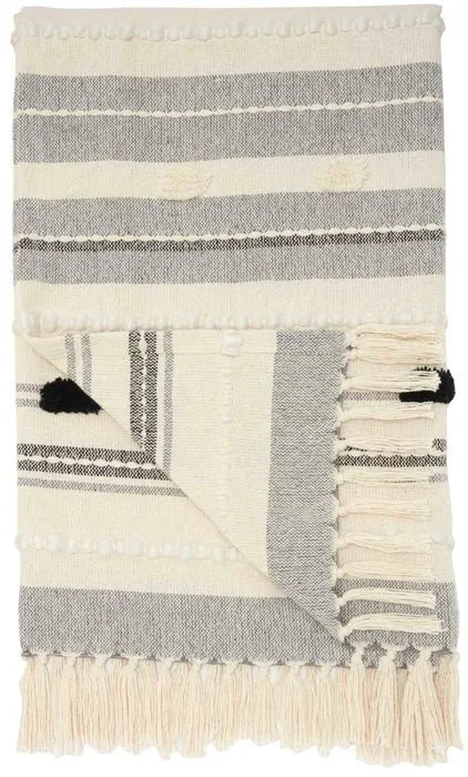 Lifestyle SH036 Black Ivory Throw Blanket - Rug & Home