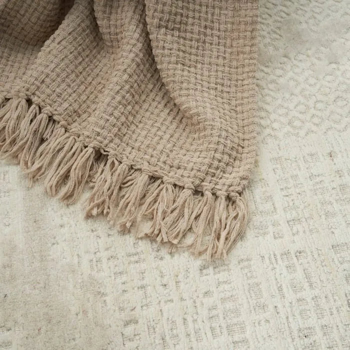 Lifestyle ZH225 Beige Throw Blanket - Rug & Home