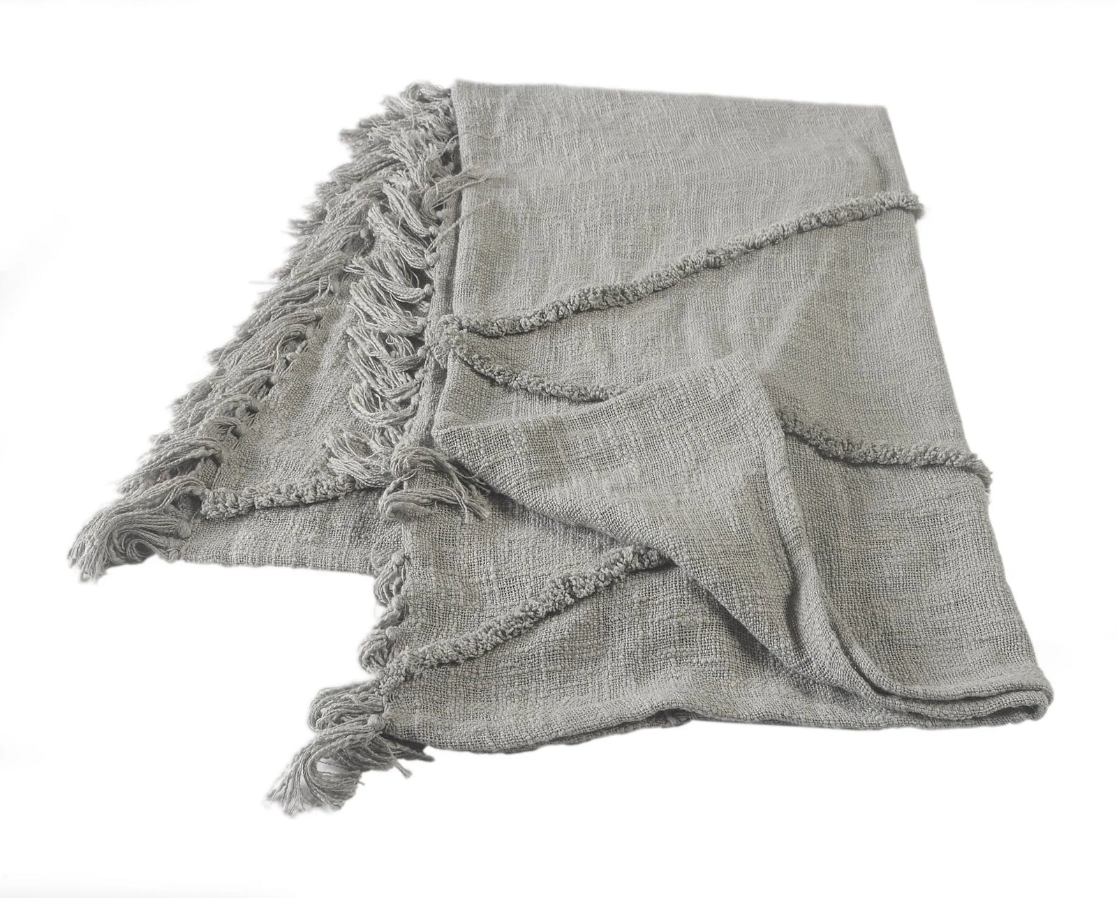 Light Gray Tufted LR80177 Throw Blanket - Rug & Home