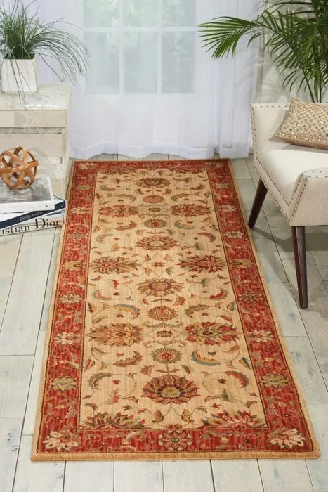 Living Treasures LI04 Ivory/Red Rug - Rug & Home