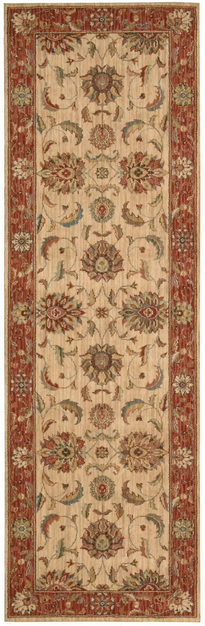 Living Treasures LI04 Ivory/Red Rug - Rug & Home