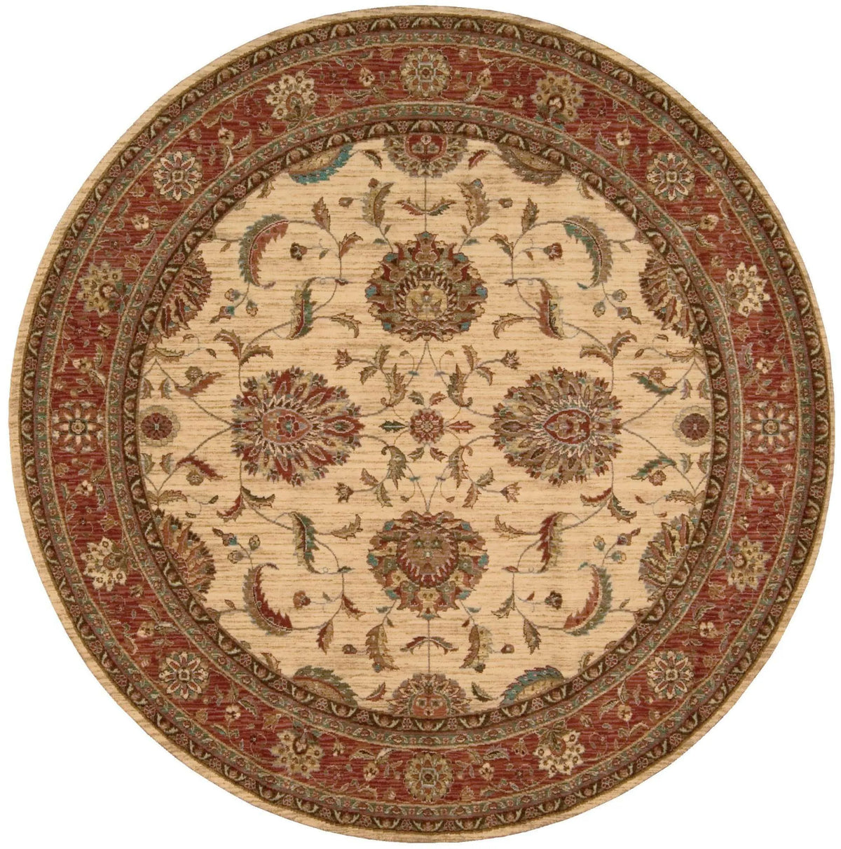 Living Treasures LI04 Ivory/Red Rug - Rug & Home