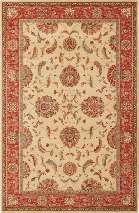 Living Treasures LI04 Ivory/Red Rug - Rug & Home