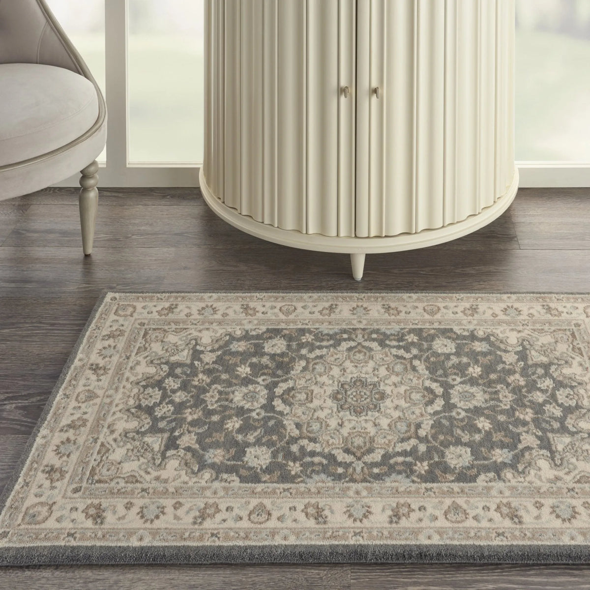 Living Treasures LI15 Grey/Ivory Rug - Rug & Home