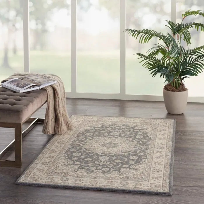 Living Treasures LI15 Grey/Ivory Rug - Rug & Home