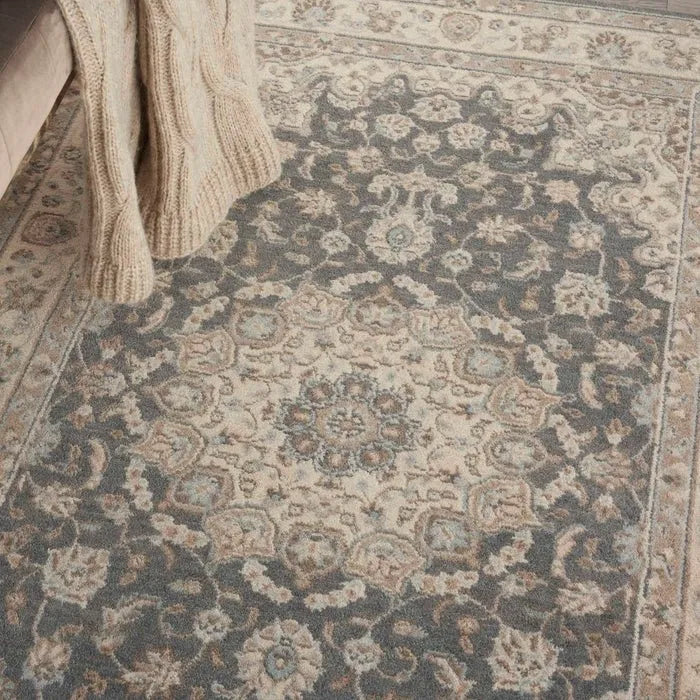 Living Treasures LI15 Grey/Ivory Rug - Rug & Home