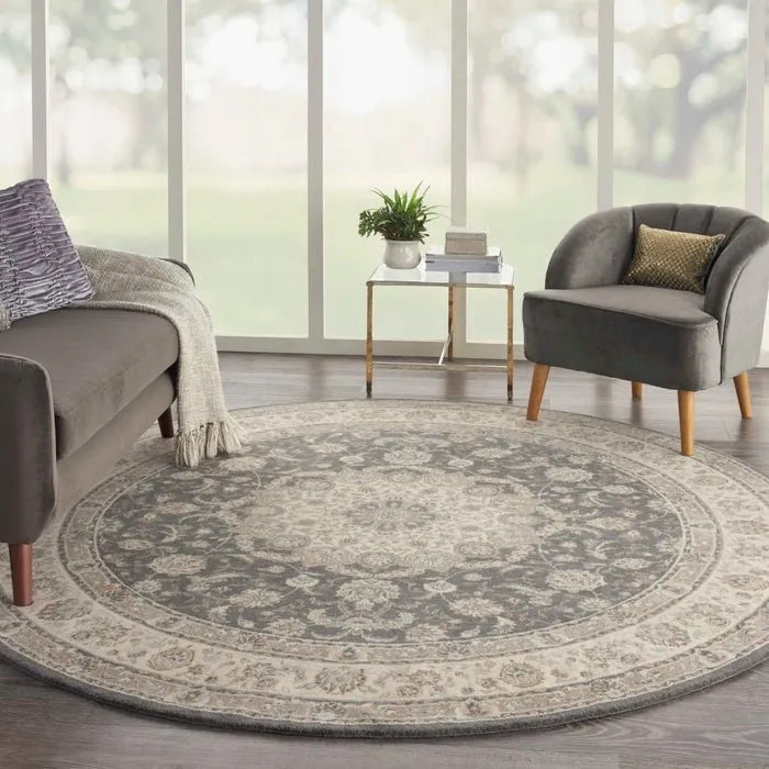 Living Treasures LI15 Grey/Ivory Rug - Rug & Home