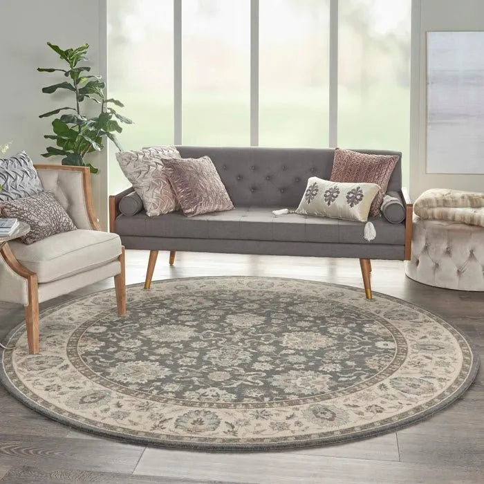 Living Treasures LI16 Grey/Ivory Rug - Rug & Home