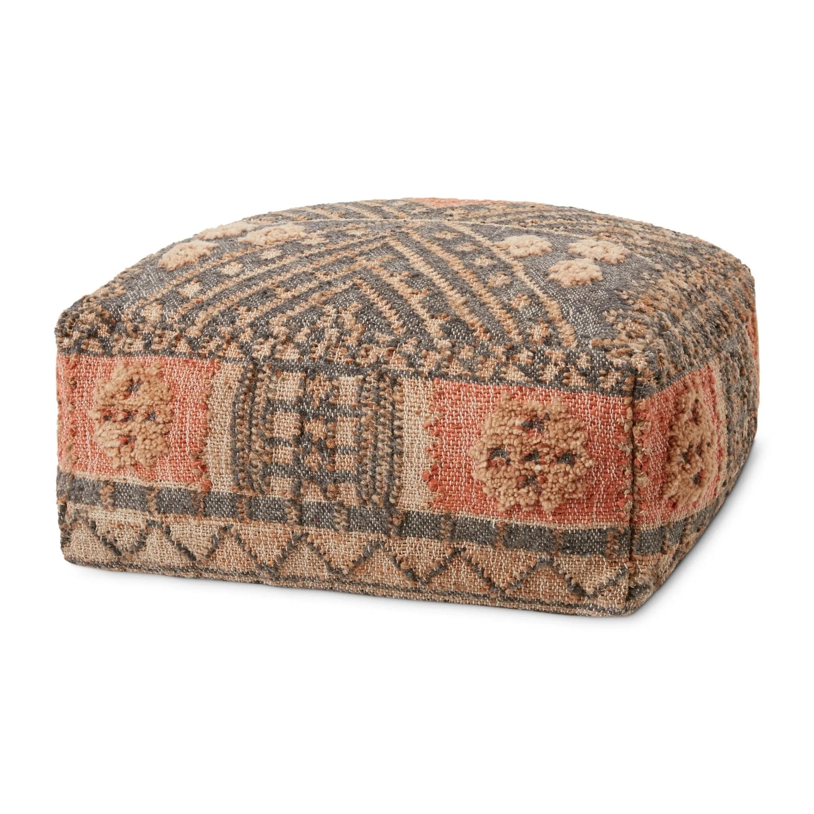 Loloi Lpf0017 Charcoal/Multi Pouf - Rug & Home