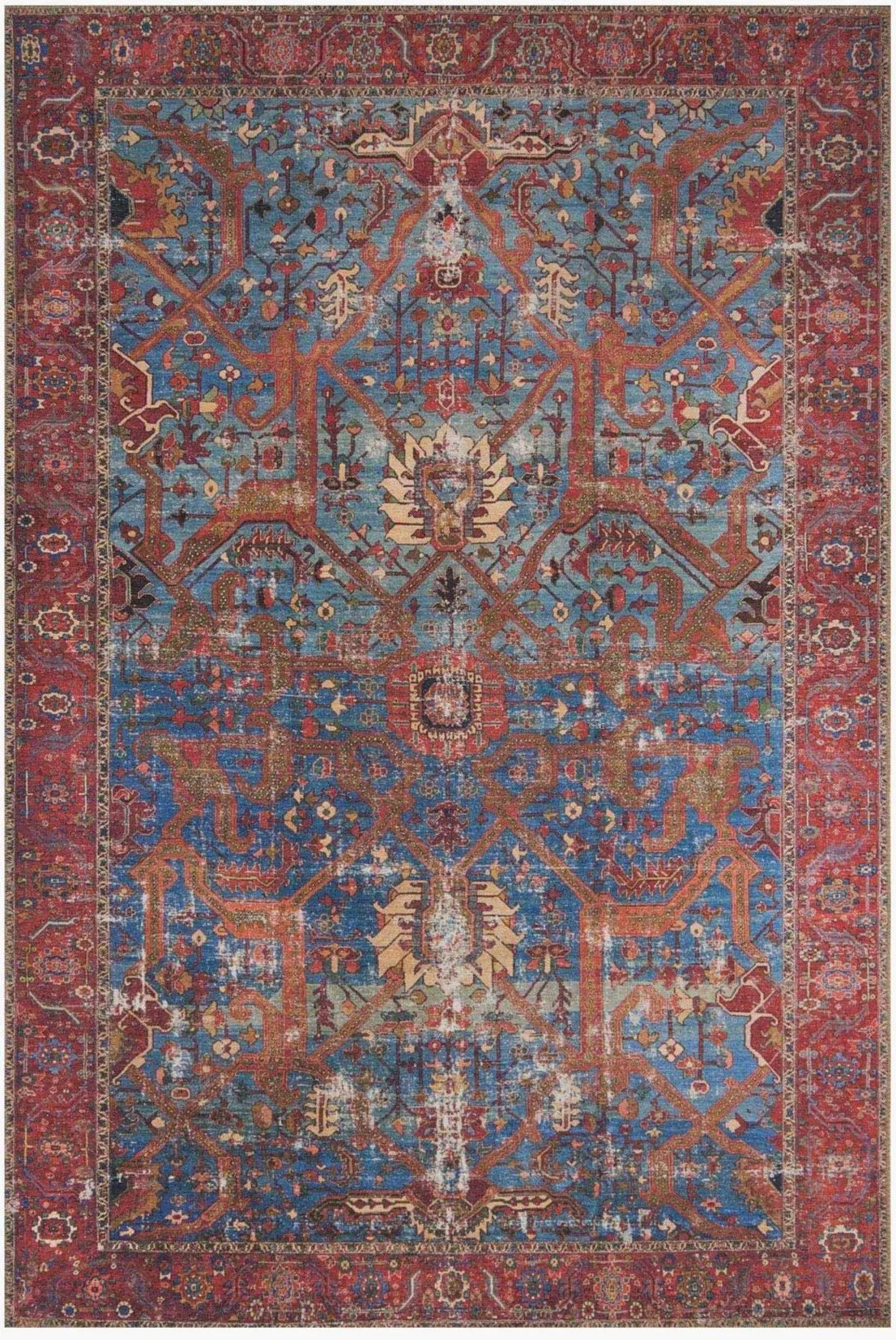 Loren LQ 10 Blue / Red Rug - Rug & Home