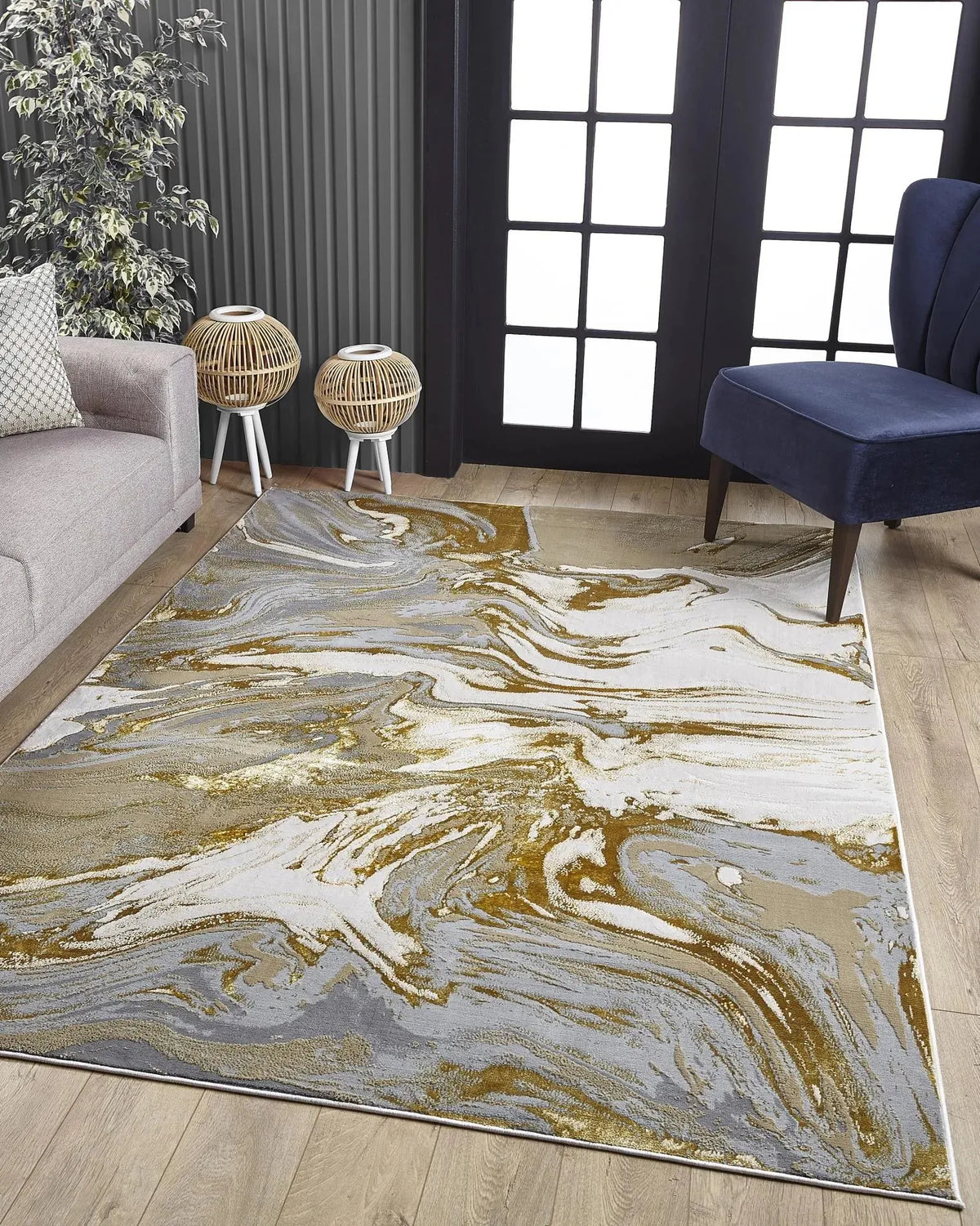 Luna 7149 Gold/Grey Watercolors Rug