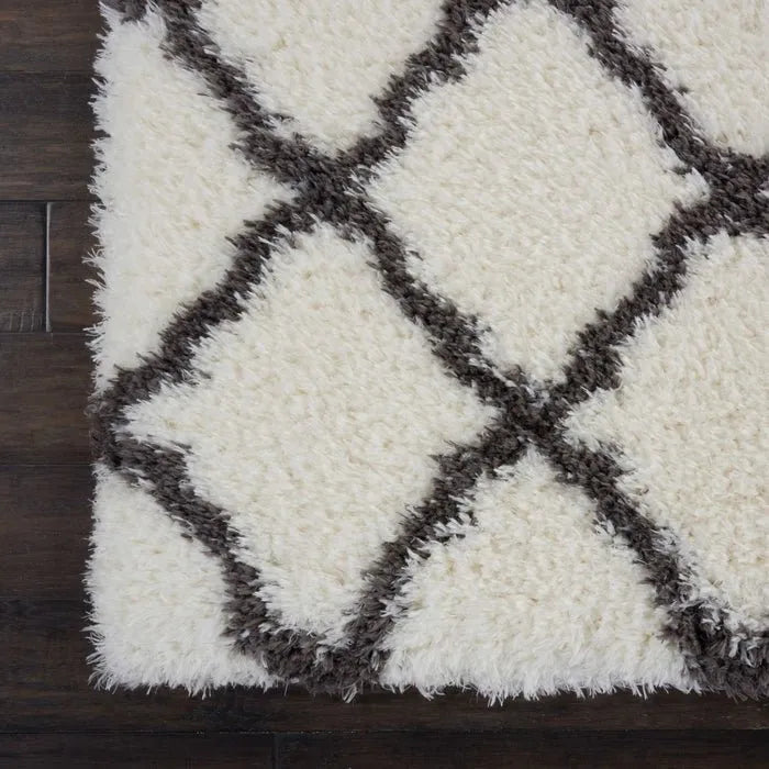 Luxe Shag LXS02 Ivory/Charcoal Rug - Rug & Home