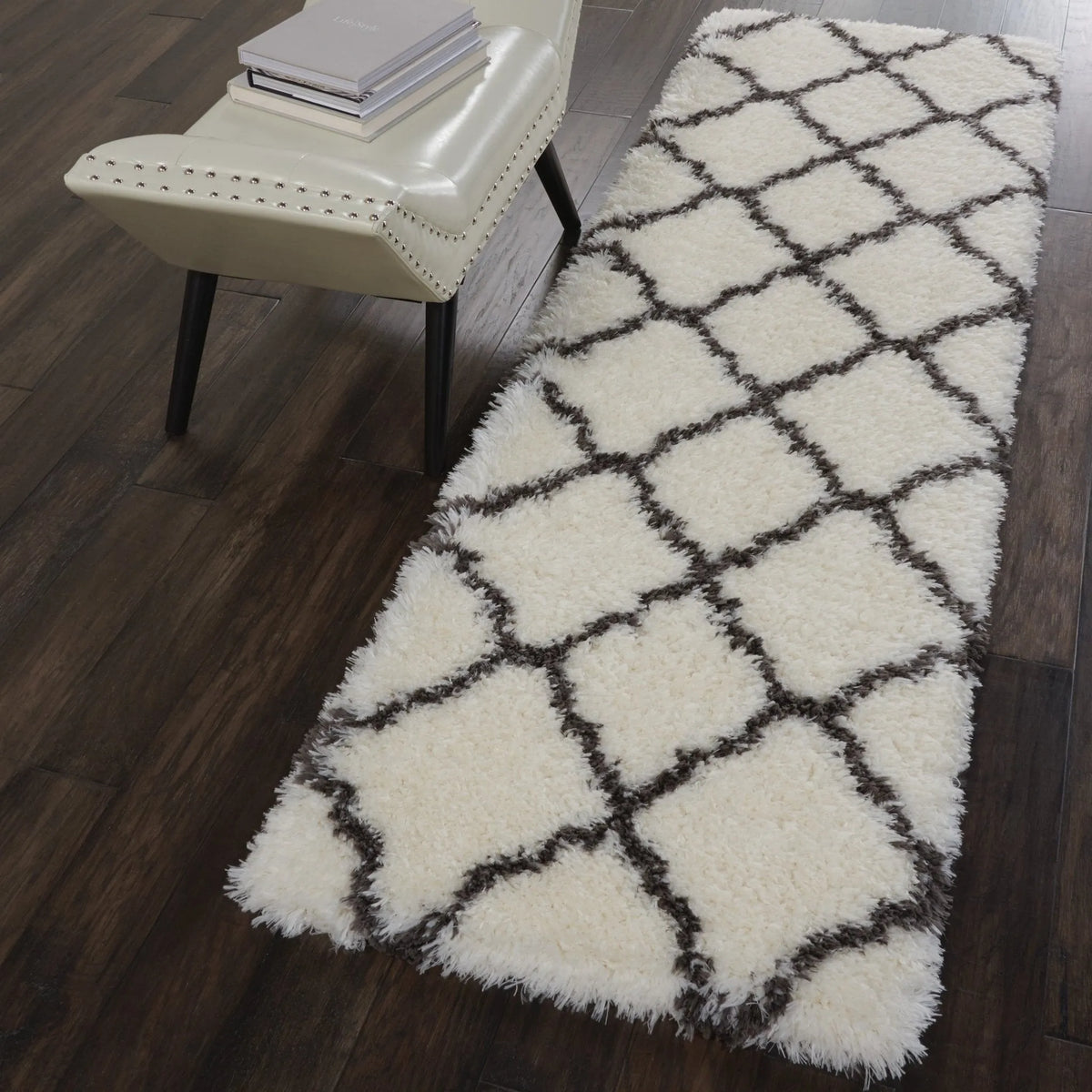 Luxe Shag LXS02 Ivory/Charcoal Rug - Rug & Home