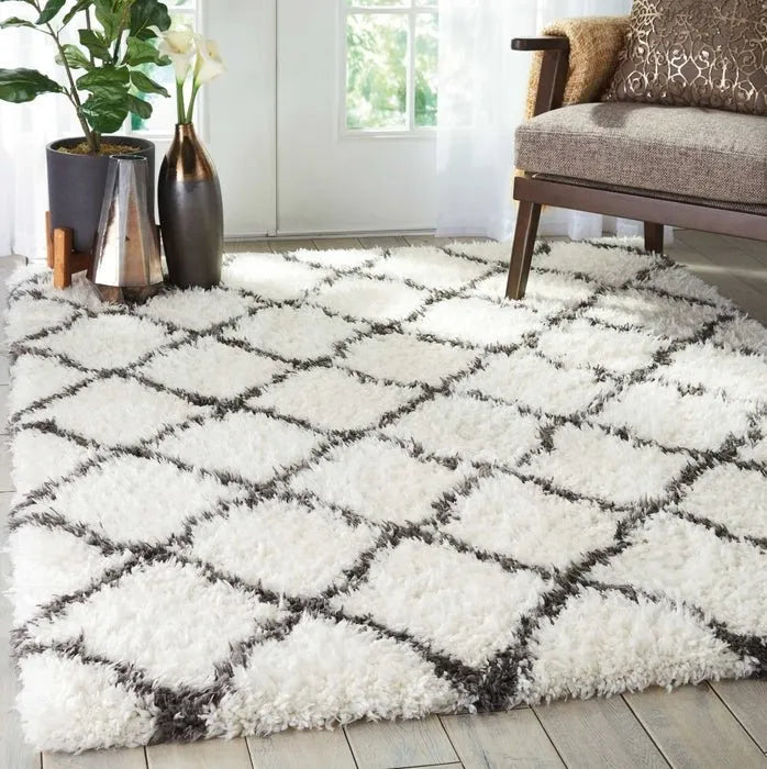 Luxe Shag LXS02 Ivory/Charcoal Rug - Rug & Home