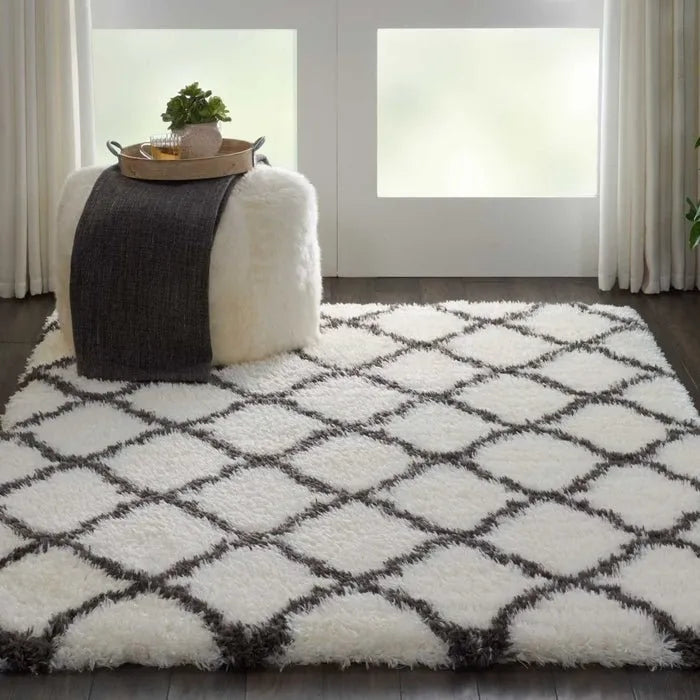 Luxe Shag LXS02 Ivory/Charcoal Rug - Rug & Home