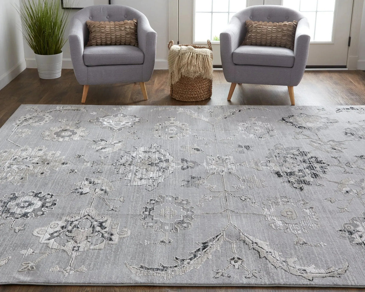 Macklaine MCK39FQF Silver/Black Rug