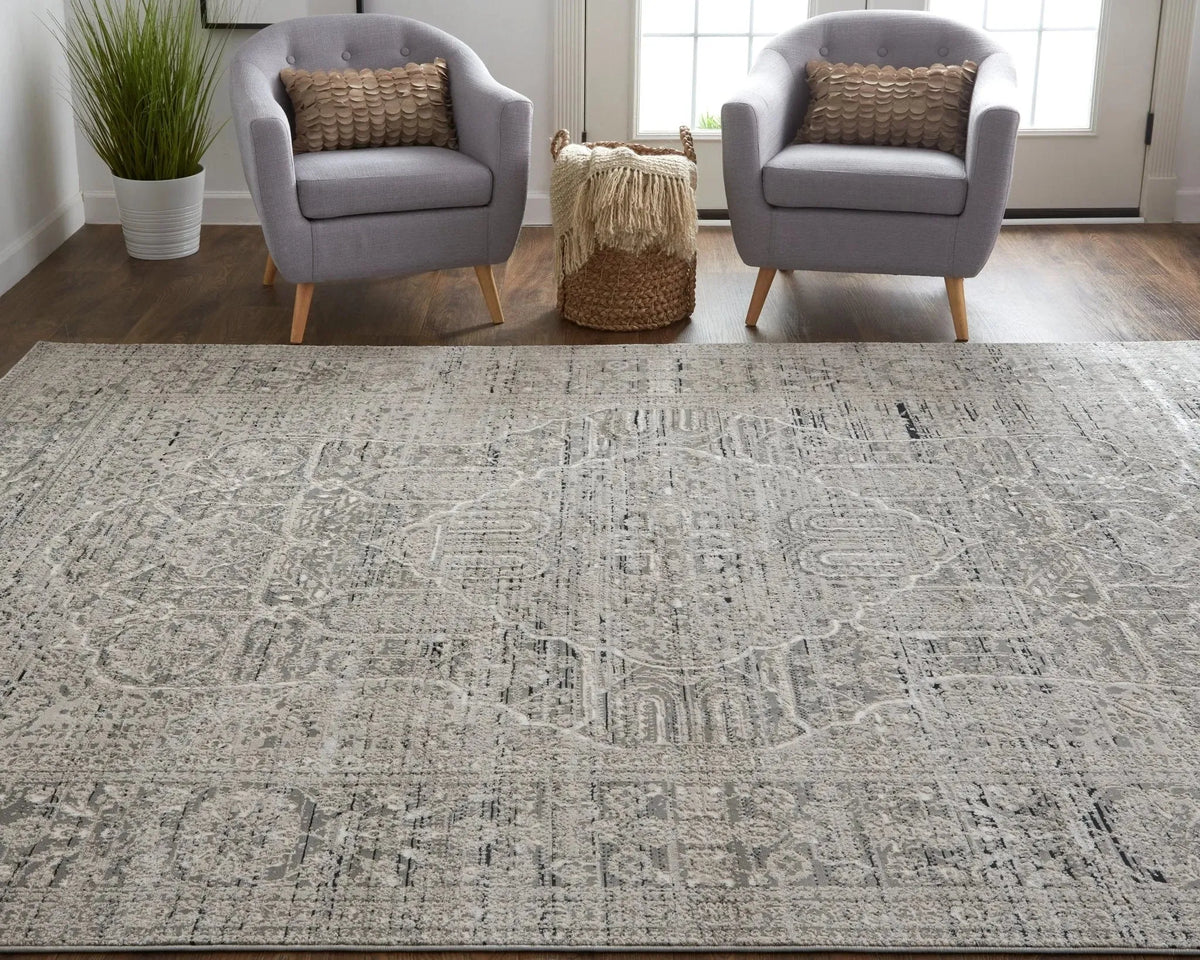 Macklaine MCK39FRF Grey/Silver Rug