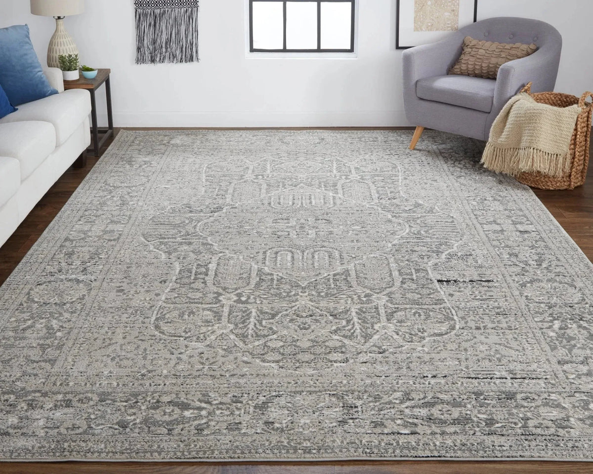 Macklaine MCK39FRF Grey/Silver Rug