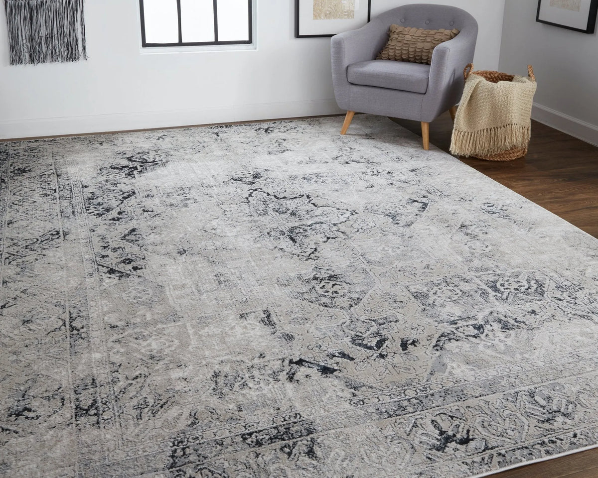 Macklaine MCK39FTF Black/Ivory Rug - Rug & Home