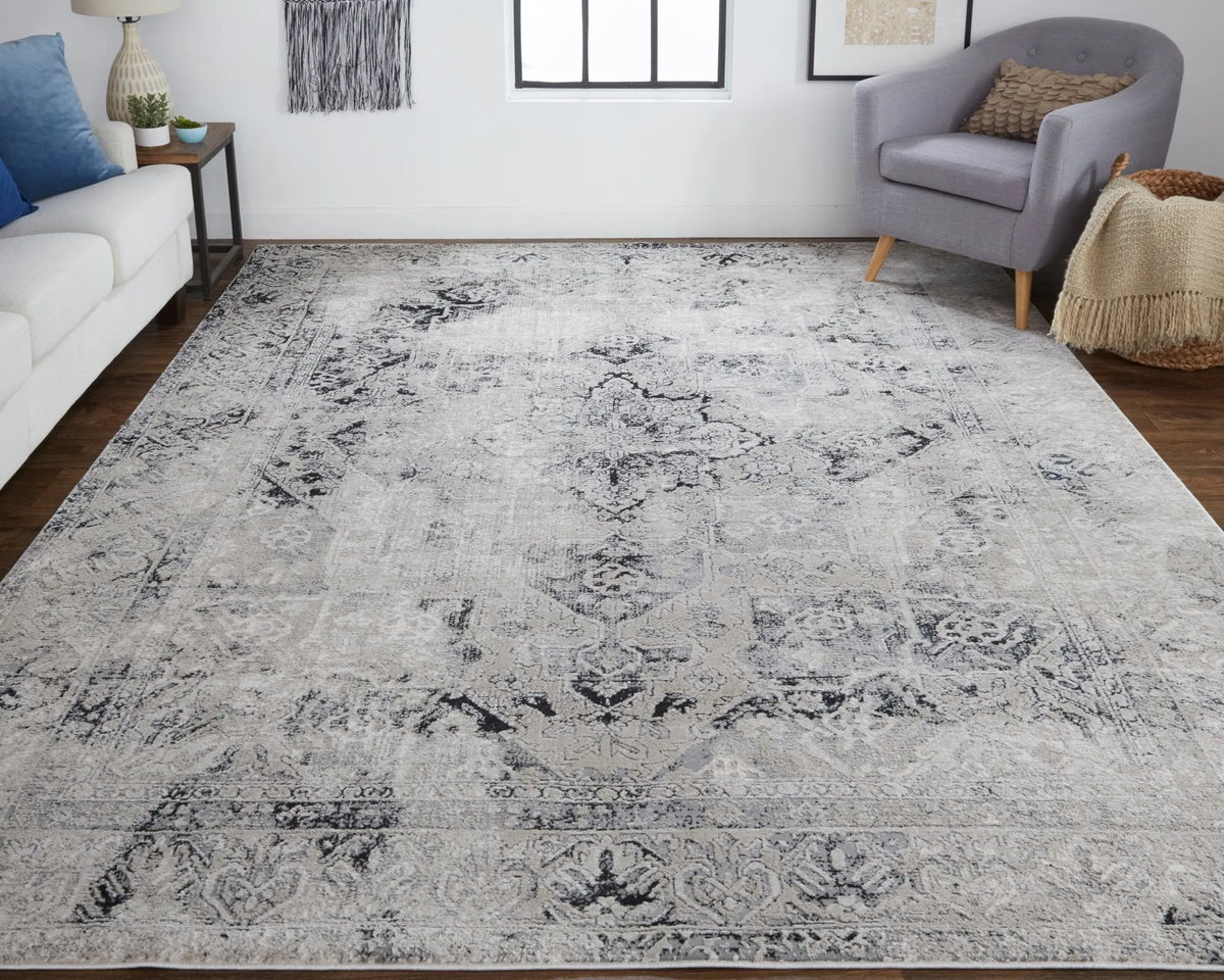 Macklaine MCK39FTF Black/Ivory Rug - Rug & Home