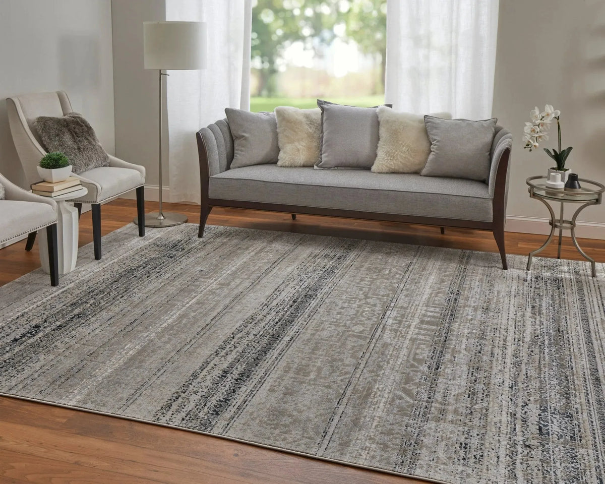 Macklaine MCK39LEF Taupe/Black Rug