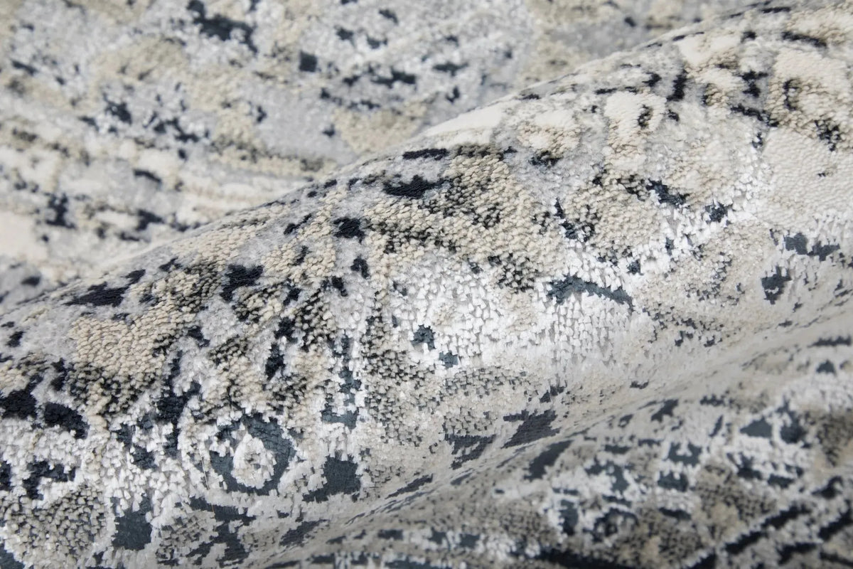 Macklaine MCK39LEF Taupe/Black Rug