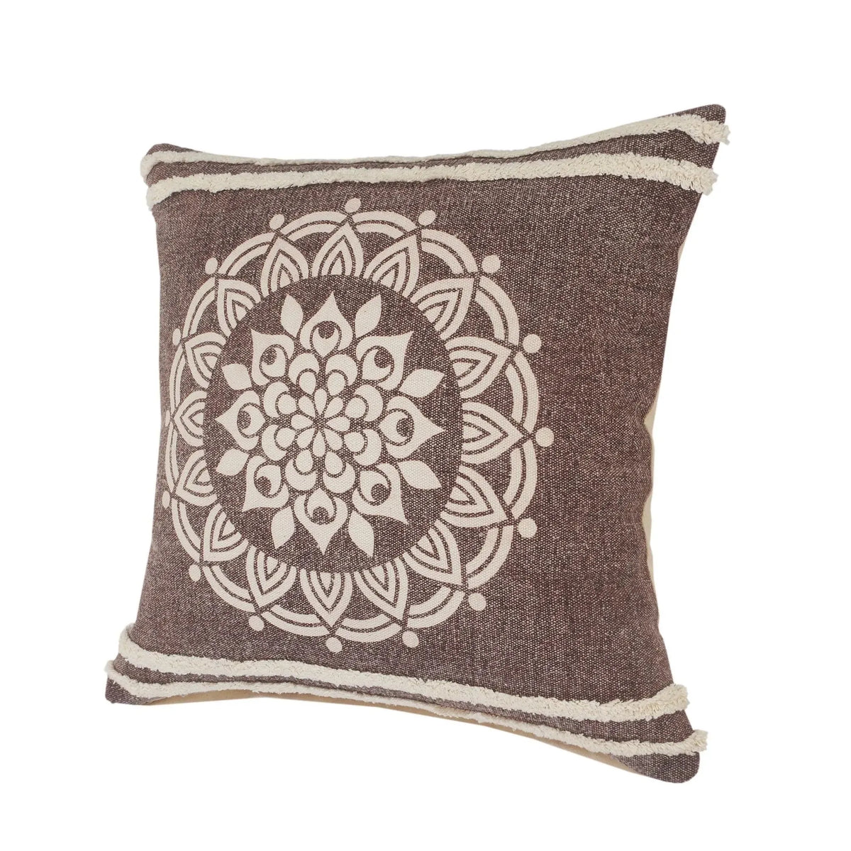 Mandala Lr07680 Hickory Brown/White Pillow