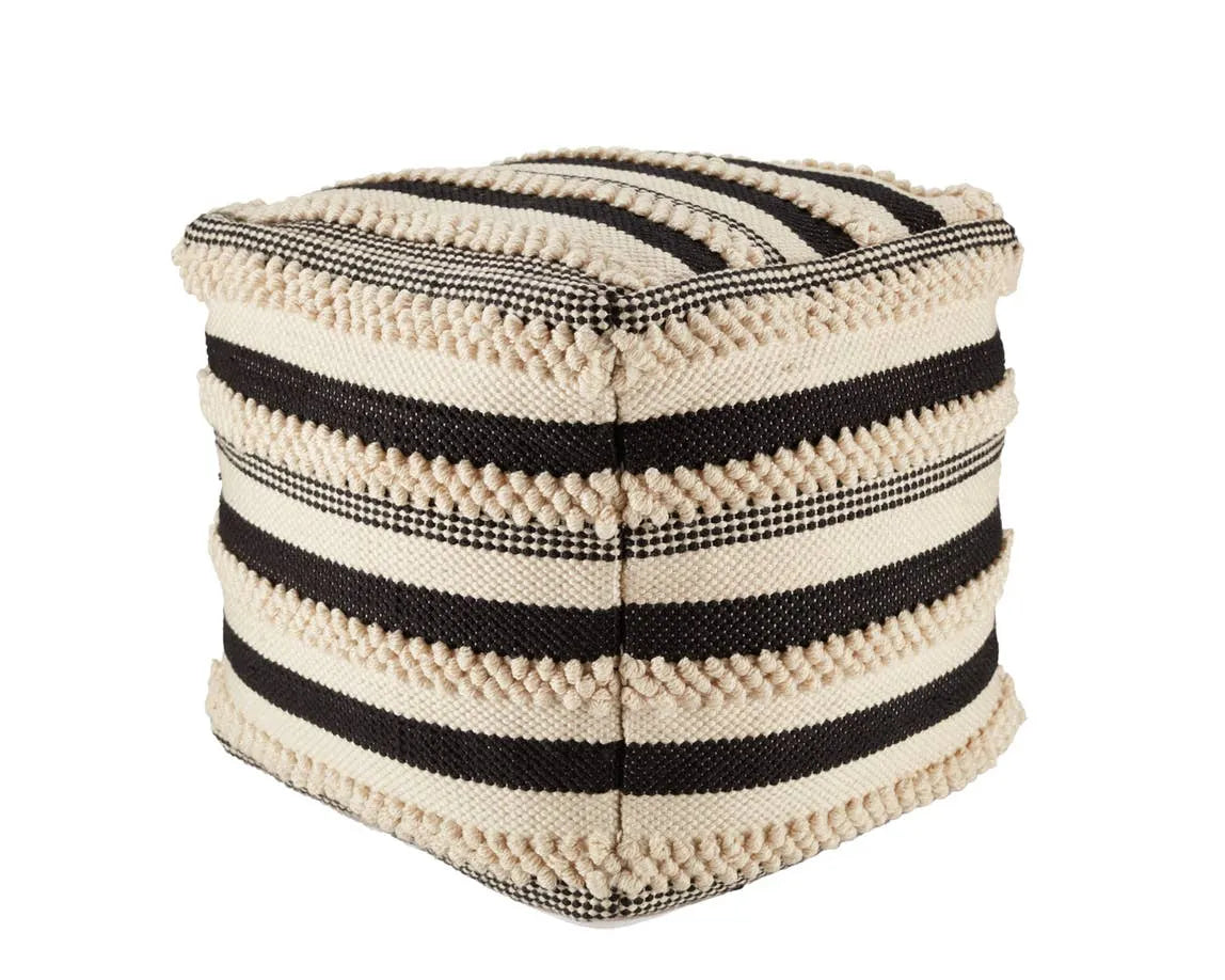 Mandolin MDL01 Black/Cream Pouf - Rug & Home