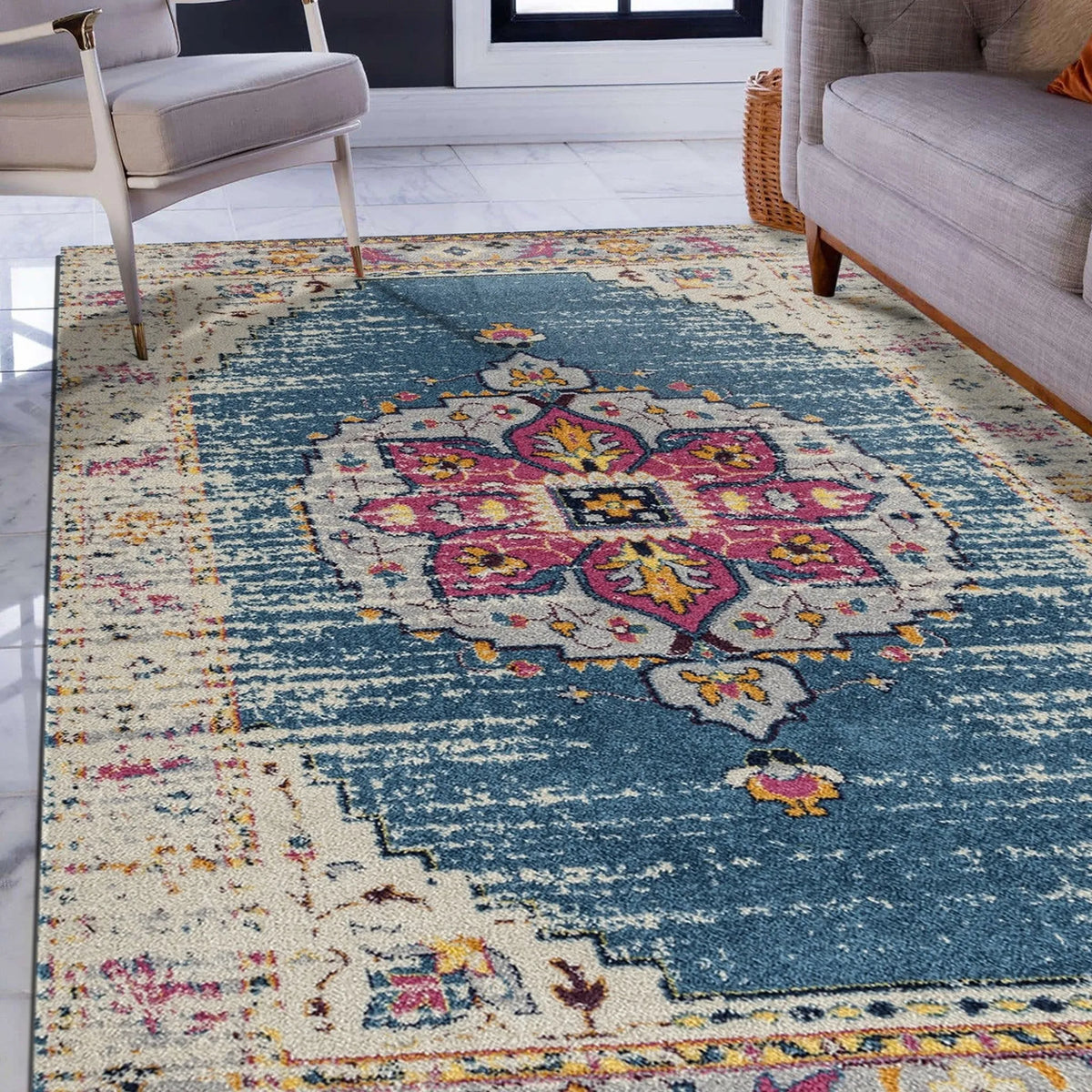 Manhattan MAN-15 Turquoise/Pink Rug - Rug & Home