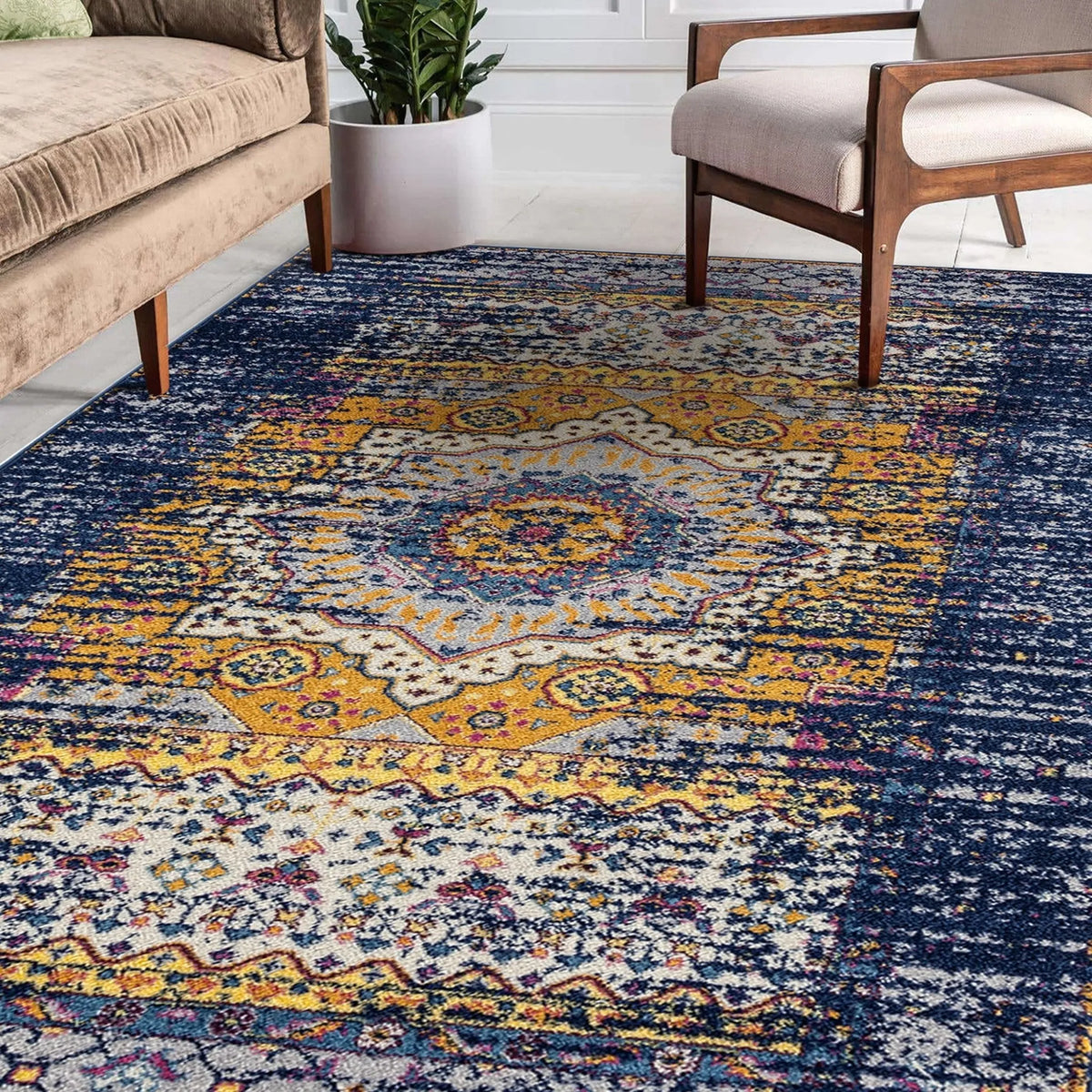 Manhattan MAN-34 Navy/Orange Rug - Rug & Home