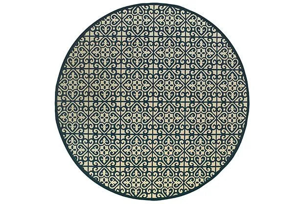 Marina 5927B Ivory Navy Rug - Rug & Home