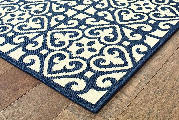 Marina 5927B Ivory Navy Rug - Rug & Home