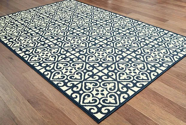 Marina 5927B Ivory Navy Rug - Rug & Home