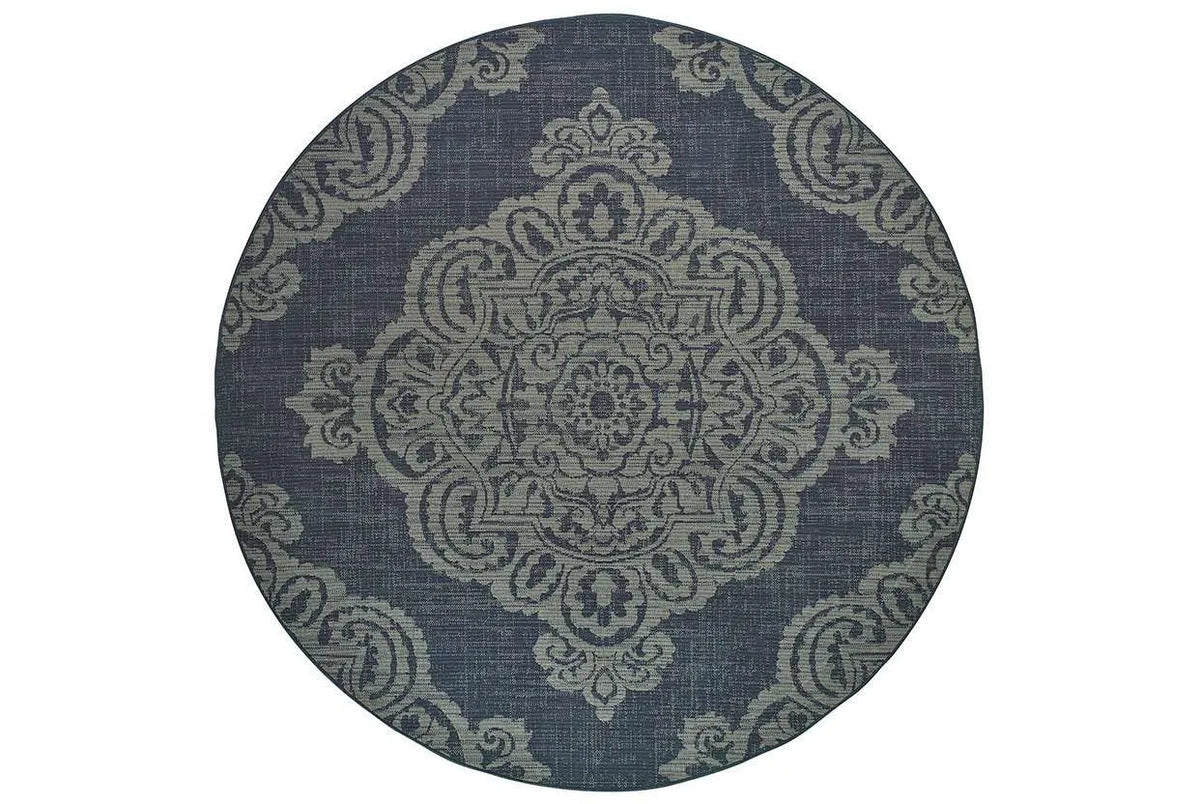 Marina 5929B Navy Grey Rug - Rug & Home