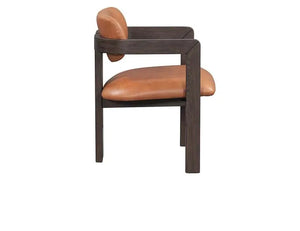 Martina Distressed Leather/Wood Dining Arm Chair - Rug & Home