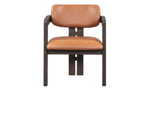 Martina Distressed Leather/Wood Dining Arm Chair - Rug & Home