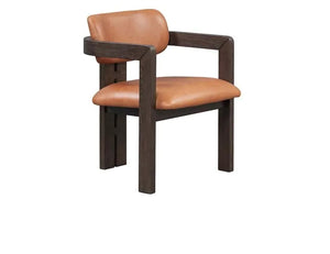 Martina Distressed Leather/Wood Dining Arm Chair - Rug & Home