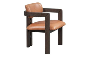 Martina Distressed Leather/Wood Dining Arm Chair - Rug & Home