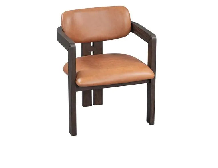 Martina Distressed Leather/Wood Dining Arm Chair - Rug & Home