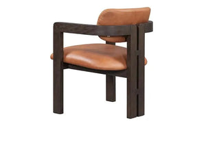 Martina Distressed Leather/Wood Dining Arm Chair - Rug & Home