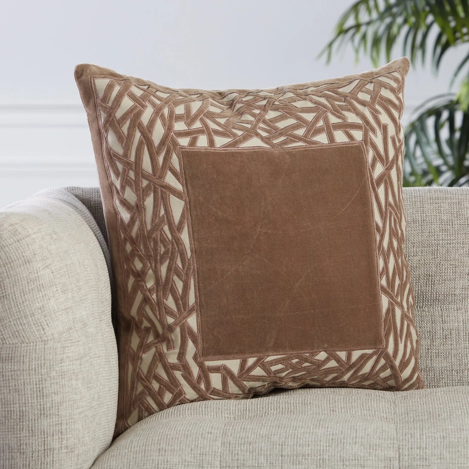 Mezza Mez01 Birch Brown/Cream Pillow - Rug & Home