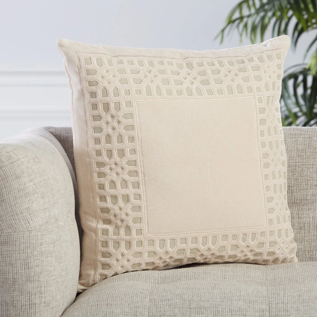 Mezza Mez03 Azilane Beige/Light Gray Pillow - Rug & Home